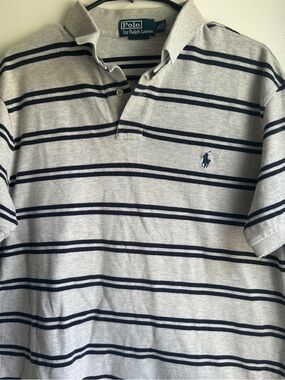 Polo by Ralph Lauren Men’s size XL Gray and Navy Striped Polo
